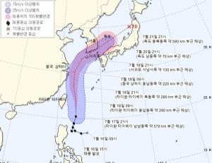 태풍 경로, 태풍 다나스 북상 예상 이동경로 한·미·일 재각각 혼란