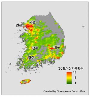 한국 무더위 면적, 9년 새 2배 이상 커져
