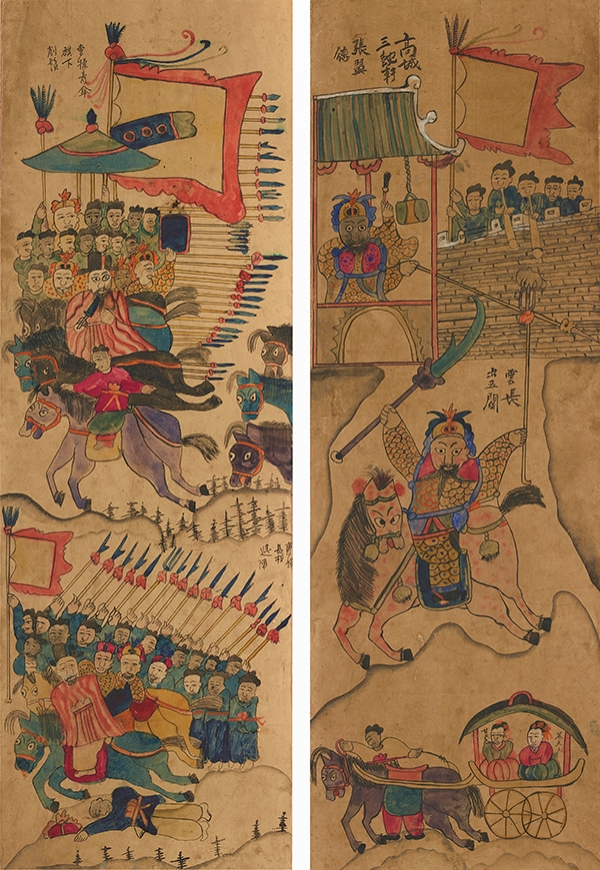 삼국지도 8폭 중 2폭, 三國志圖, Records of the Three Kingdoms20세기 전반, 종이에 채색, 101×37cm(8)