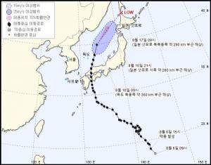 태풍 크로사 일본 피해, 독도 해상에서 일본 삿포로 북상 중