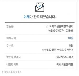 윤미향 정치후원금 모금에 "18원 후원" 항의성 독려